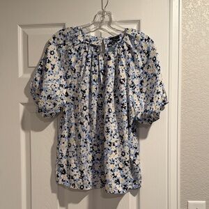 NWT Ann Taylor Blue and Yellow Floral Blouse